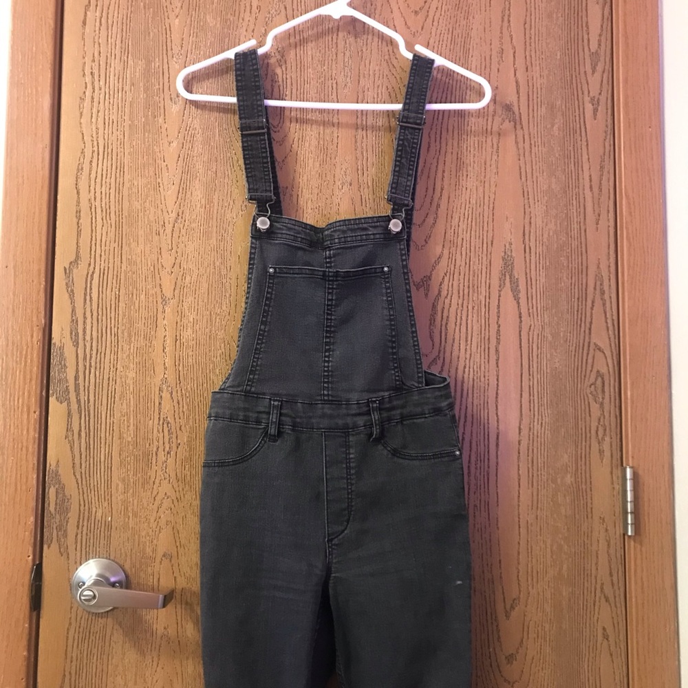 Dark Gray Skinny Overalls